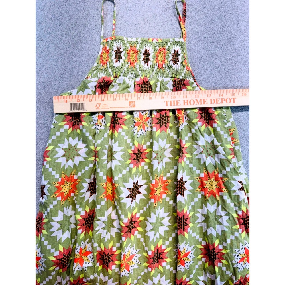 Universal Thread Maxi Dress Women Small Green Patchwork Print Smocked Boho Flowy - Picture 9 of 11